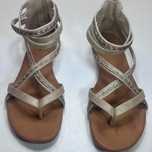Maurices Metallic Strappy Gladiator Sandals in Gold